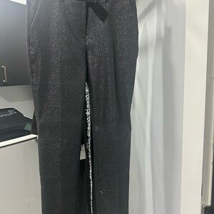 Womens Black Sparkle Straight Dress Pants